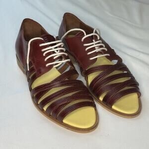 BAND OF OUTSIDERS Red Strappy Loafer Avant Garde Mens Womens Eu38 Leather ITALY Moc Man DAN OUTSIDES Moccasin ORANGE OUTSIDERS main image 2